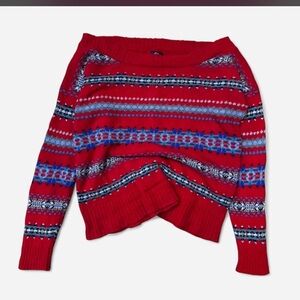 American Eagle Outfitters Red Off-the-Shoulder Sweater